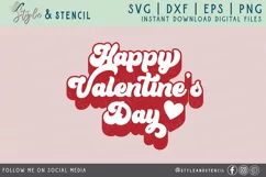 Happy Valentines Day Retro SVG - PNG, DXF, EPS, SVG Product Image 2