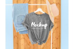 Deep Heather 3001 Bella Canvas Mockup | Hanging Mockup Product Image 1