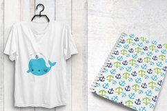Nautical Whales Patterns collection, digital papers Product Image 4