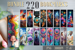 220 Printable Bookmarks | Bundle Bookmark Sublimation PNG Product Image 1