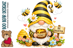Bee Greatful Gnome Clipart Product Image 1