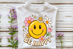 Be Happy Smiley Flower PNG Design Product Image 2