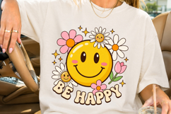 Be Happy Smiley Flower PNG Design Product Image 3