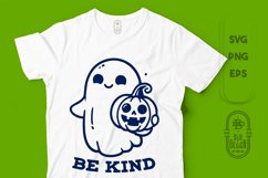 Be Kind | Kindness Saying | Ghost Holding Carved Pumpkin Product Image 1