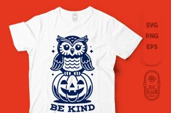 Be Kind | Kindness Saying | Owl Sitting on Carved Pumpkin Product Image 1