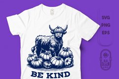 Be Kind | Kindness | Highland Cow in a Pile of Pumpkins Product Image 1