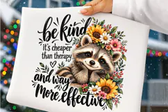 Be Kind It’s Cheaper Than Therapy PNG | Funny Raccoon Png Product Image 3