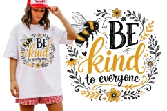 Be Kind to Everyone Vintage Bumble Bee Floral Design Tee Product Image 1