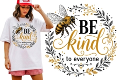 Be Kind to Everyone Vintage Bumble Bee Floral Quote Shirt Product Image 1