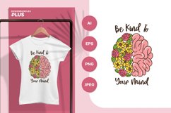 Half Flowers and Brain with Positive Quotes for Sublimation Product Image 1