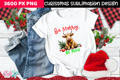 Be Merry Be Moo Highland cow Sublimation Design