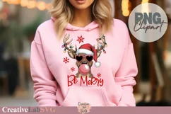 Christmas Reindeer PNG, Be Merry PNG, Christmas Shirts Product Image 1