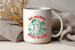 Be Merry Stay Scary SVG PNG, Cute Christmas Ghost Spooky Product Image 3