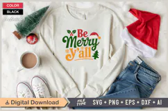 Be Merry Y'all SVG | Christmas SVG | Holiday SVG | Xmas SVG Product Image 1