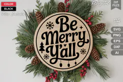 Be Merry Y'all SVG | Christmas Round Sign SVG | Xmas SVG Product Image 3