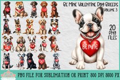 Be Mine Valentine Dog Breeds | Sublimation Clipart Bundle Product Image 1