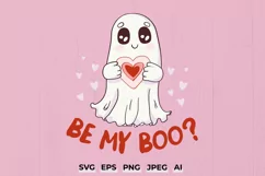 Be My Boo Valentine SVG PNG - Retro Love Ghost Sublimation Product Image 1