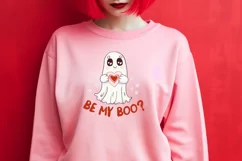 Be My Boo Valentine SVG PNG - Retro Love Ghost Sublimation Product Image 2