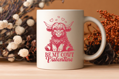 Cute Highland Cow Valentine SVG | Be My Cowy Valentine PNG Product Image 3