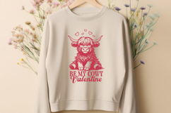 Cute Highland Cow Valentine SVG | Be My Cowy Valentine PNG Product Image 2