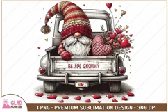 Be My Gnomie Valentine's Day Gnome truck sublimation png Product Image 1