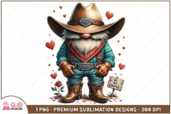 Be My Gnomie Western Cowboy Valentine Gnome png, Valentine Product Image 1