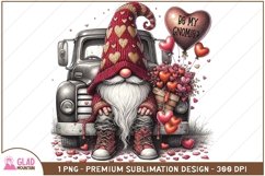 Be My Gnomie Valentine Gnome, Vintage truck gnome valentine Product Image 1