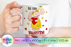 Be my Valentine Sublimation | Cute Valentine Bunny PNG Product Image 1