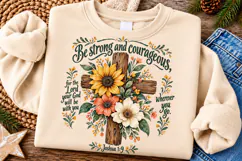 Joshua 1:9 Floral Cross Christian PNG Product Image 2