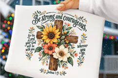 Joshua 1:9 Floral Cross Christian PNG Product Image 4