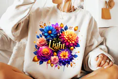 Be The Light PNG, Floral Christian Sublimation, Jesus Png Product Image 2