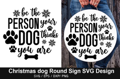 Christmas Dog Round Sign SVG Design - Christmas Door Sign Product Image 4