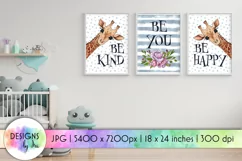 Cute Giraffe Nursery Prints | Set of 3 Prints | Kids Art Product Image 1