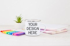 Mug Mockup Enamel Blank White Coffee Cup Colored Pen Product Image 1