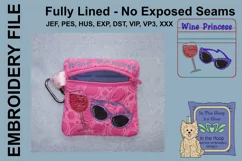 Wine Princess Zipper Bag / Fully Lined, 4X4 HOOP Product Image 2