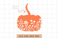 Floral pumpkin silhouette svg, Thanksgiving svg, Pumpkin cut Product Image 1