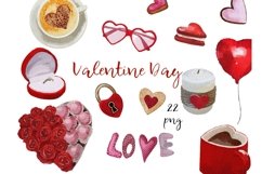Watercolor Valentines Day Love Clipart Product Image 1