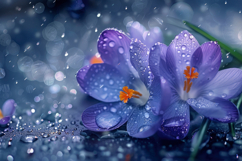 Blue Crocus Flowers Background Wallpaper Product Image 1