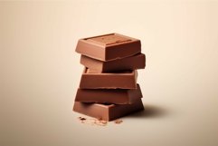 Stack of milk chocolate pieces on neutral background Product Image 1