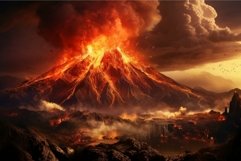 Majestic volcanic eruption at sunset Product Image 1