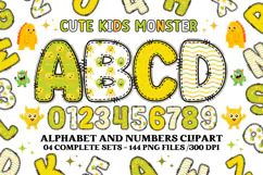 Cute Kids Monster Alphabet & Numbers doodle PNG Clipart Product Image 1