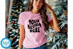Bella Canvas 3001 Christmas, Woman purple Tshirt Mockup Product Image 1