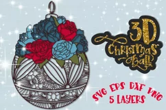 3D Christmas ball svg Papercut Mandala 3d Winter New year Product Image 1