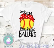 Softball SVG, Busy Raising Ballers Red Bandana Softball mom Product Image 2