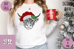 Santa Highland cow | paper cutting | highland cow svg Product Image 6