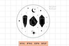 Celestial crystal svg wreath, Bohemian crystal, Witchy Svg Product Image 1