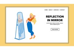 Reflection In Mirror Watching Young Woman Vector Product Image 1