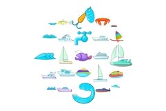 Dip icons set, cartoon style Product Image 1