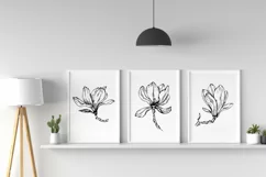 Magnolia flowers line art SVG, PNG. Hand drawn doodle flower Product Image 2