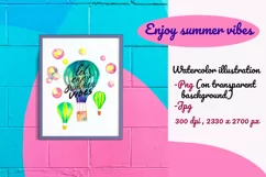 Hot air balloons| Watercolor clipart PNG Product Image 2